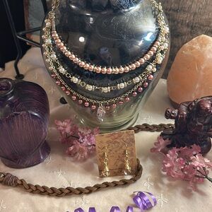 Blushing Rose 3 row Necklace & Earrings